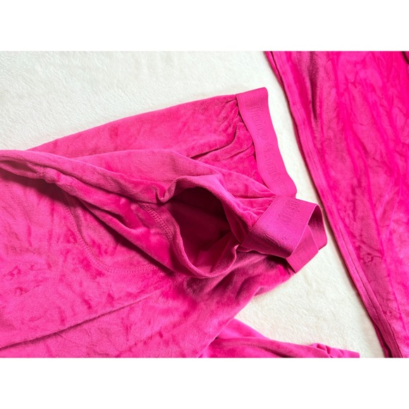 Juicy Couture Hot Pink Velour Rhinestone Hoodie and Jogger Lounge Set Womens L - Picture 6 of 6